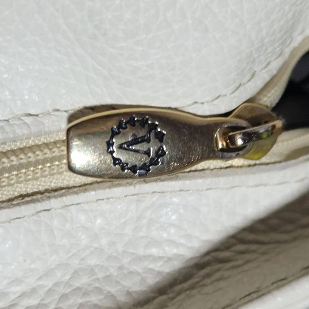 Valentina Italy Leather Handbag White Brown Medium - Picture 14 of 16